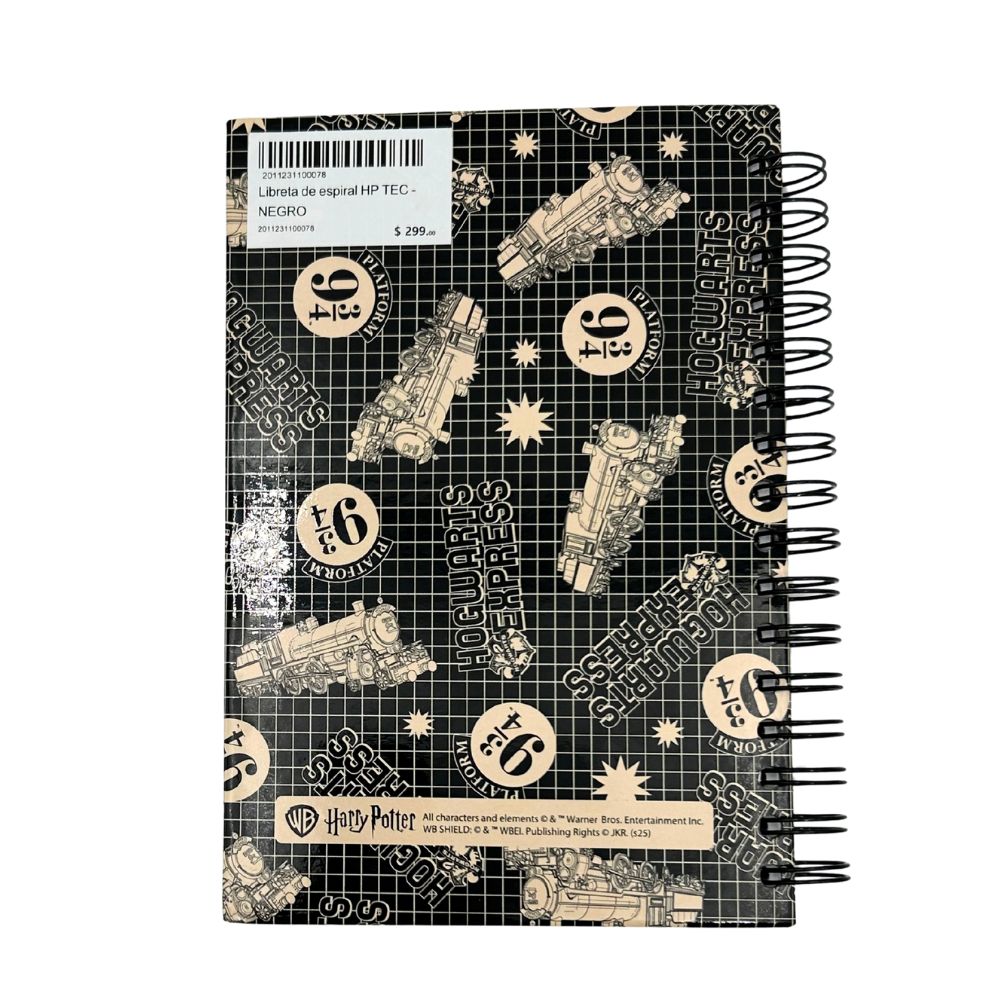 Libreta Harry Potter Plataforma 9 3/4 TEC, Negra