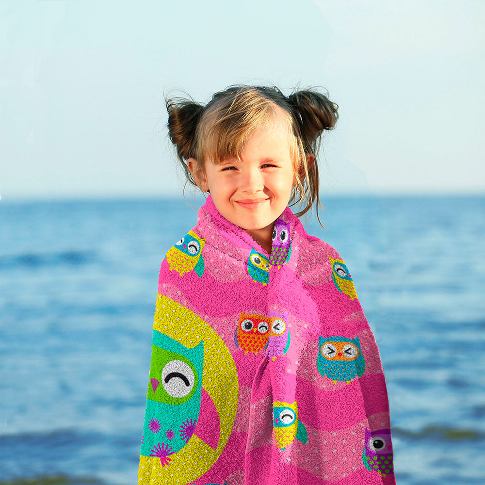 Toalla Grande Premium Para Baño Búhos Cute 75 x 147 cm