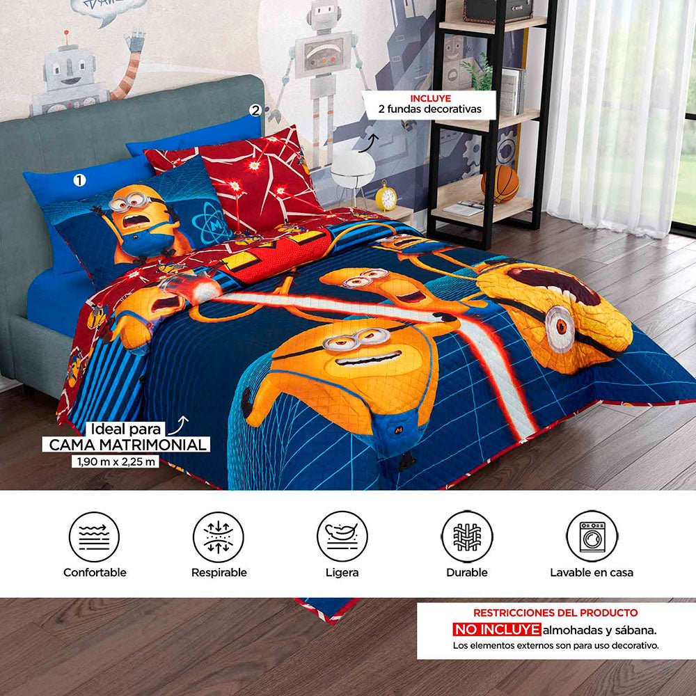 Edrecolcha Matrimonial 1.90 x 2.25 mts. Minions