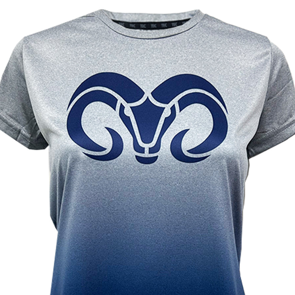 Playera Deportiva BORREGOS Degradada Jaspe Mujer, Azul