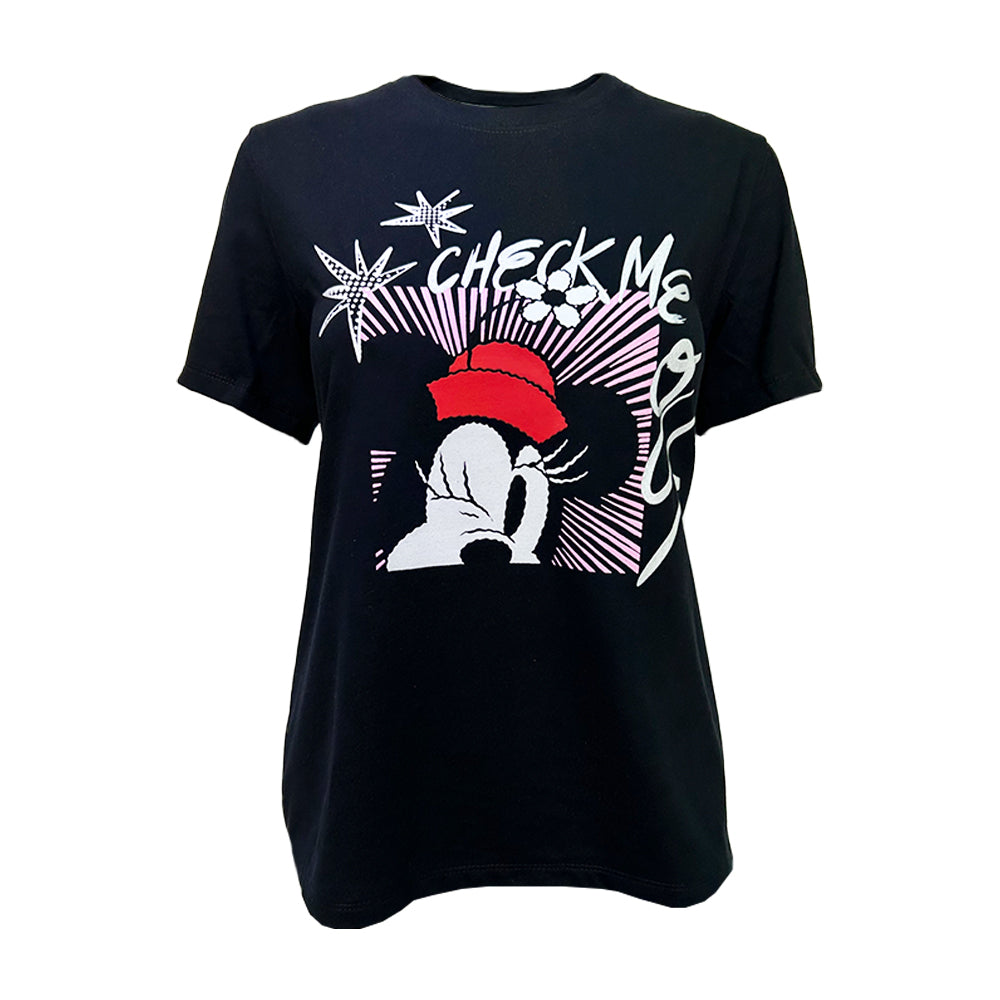 Playera Casual Disney Minnie Check me out TEC Mujer Negro