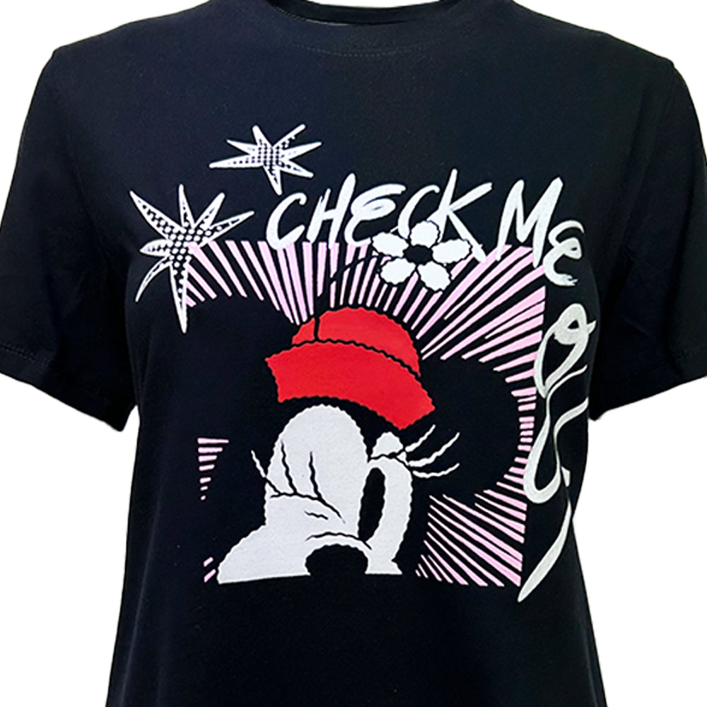 Playera Casual Disney Minnie Check me out TEC Mujer Negro