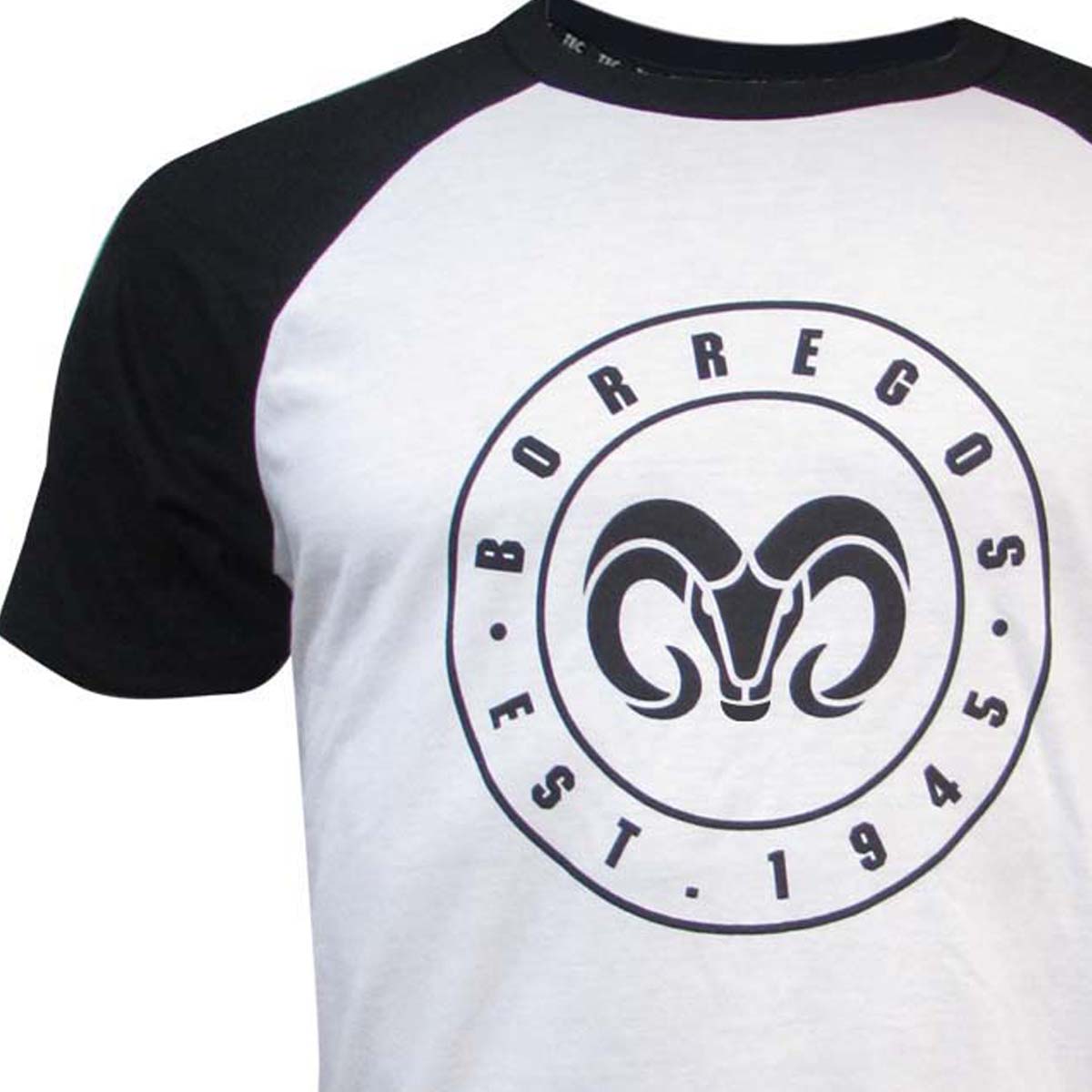 Playera Casual Borregos Circular Manga Raglan - Negro, Hombre