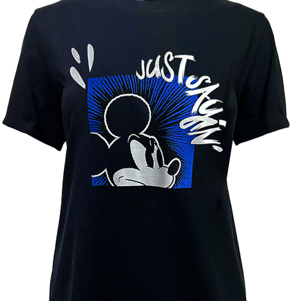 Playera Casual Disney Mickey Just Saying TEC Mujer Negro