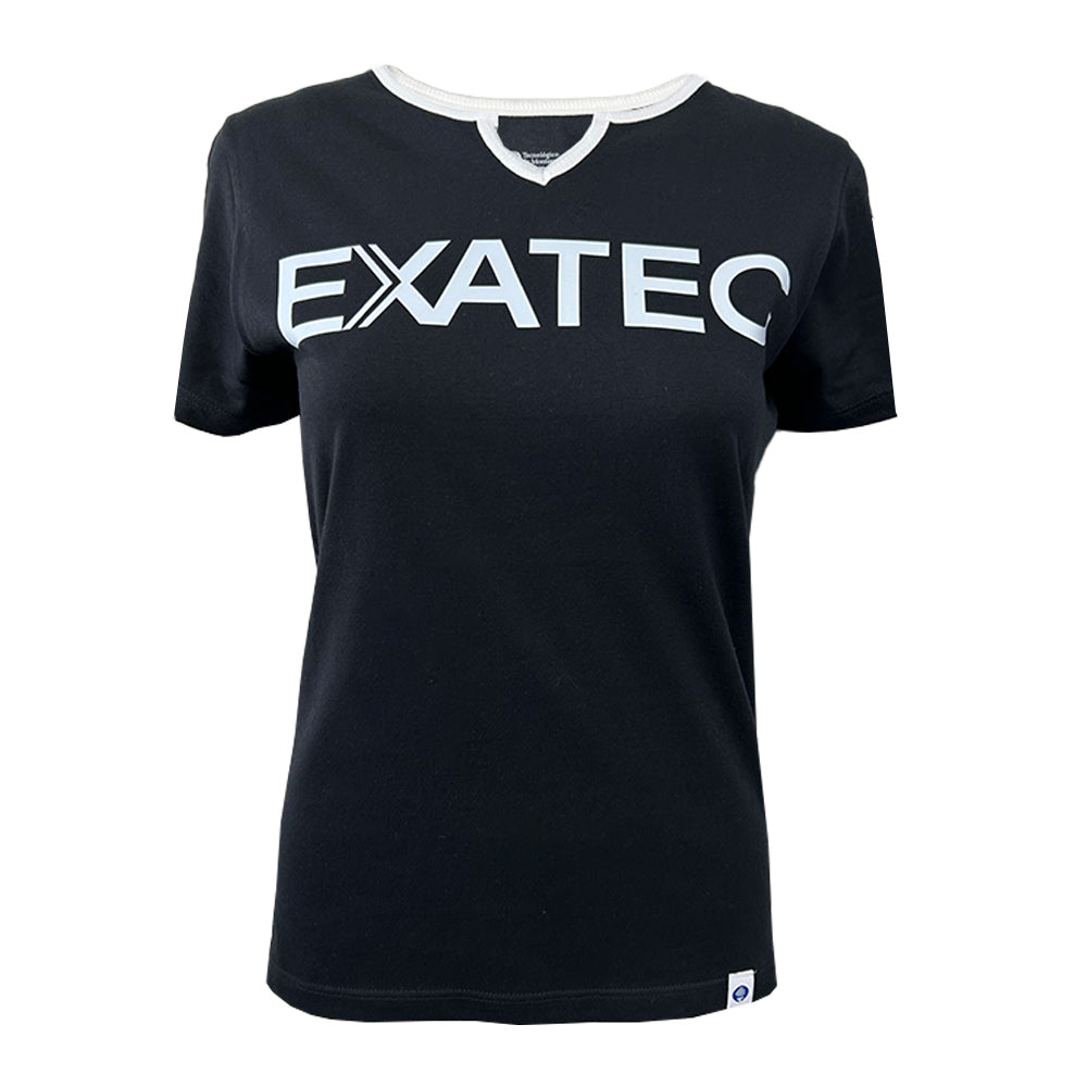 Playera Casual EXATEC Cuello Blanco Negro, Dama