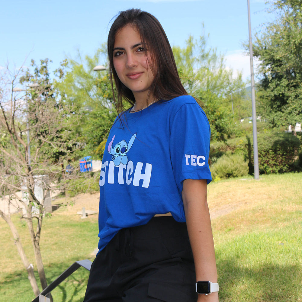 Playera Casual Disney Stitch TEC Mujer Azul