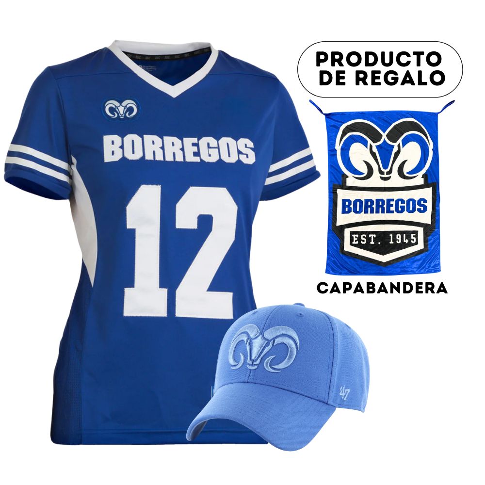 Kit Borregos Jersey Mujer + Gorra '47 + Capa Bandera