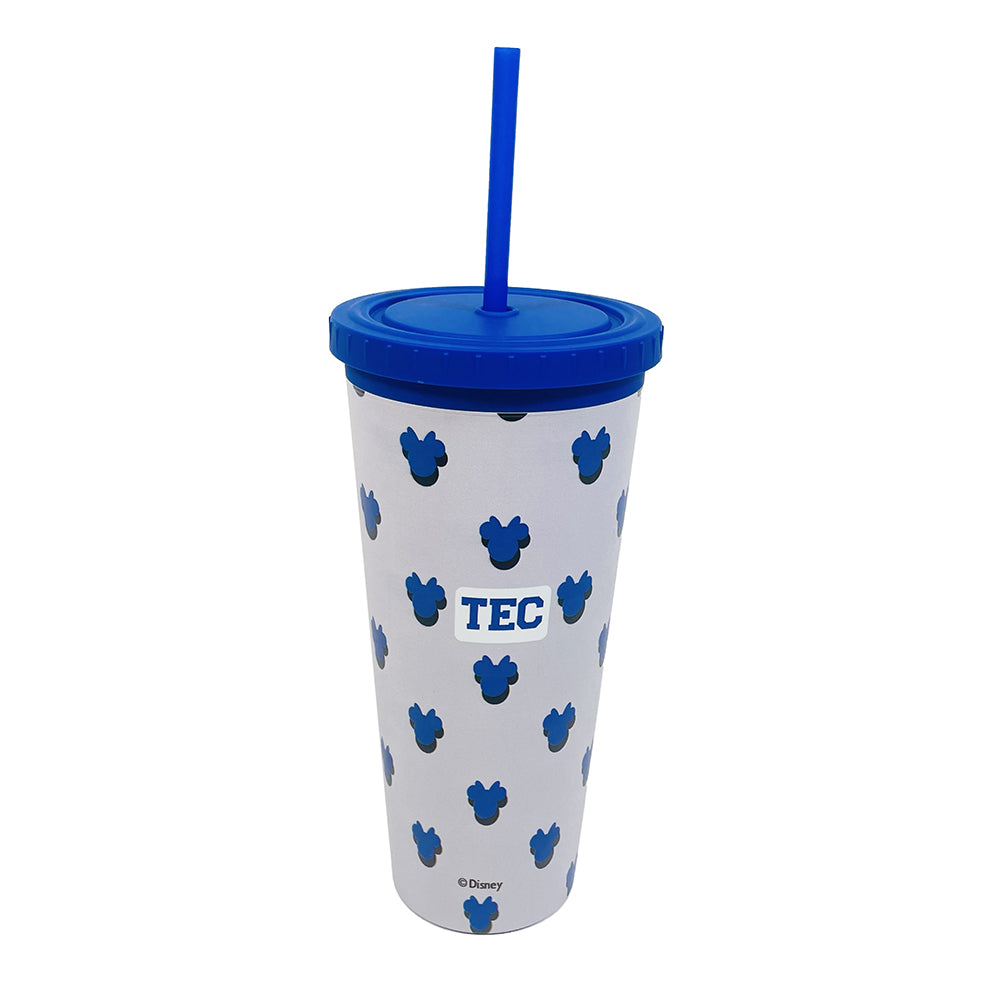 Vaso Con Popote Minnie TEC Gris