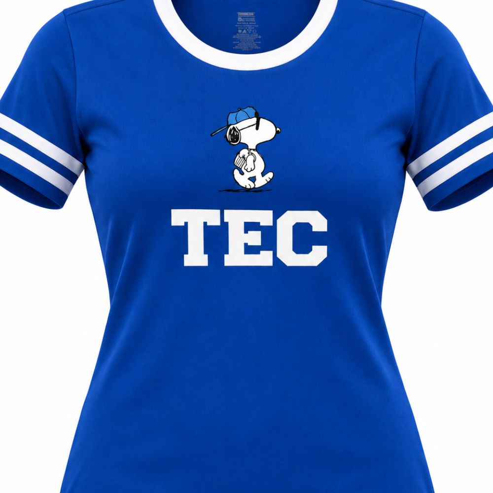 Playera Deportiva Snoopy Peanut TEC Azul, Mujer