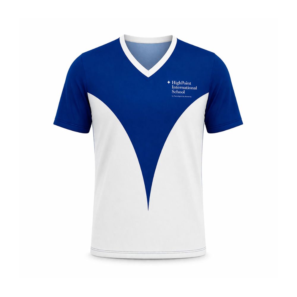 Playera Deportiva Uniforme HPIS azul c/blanco