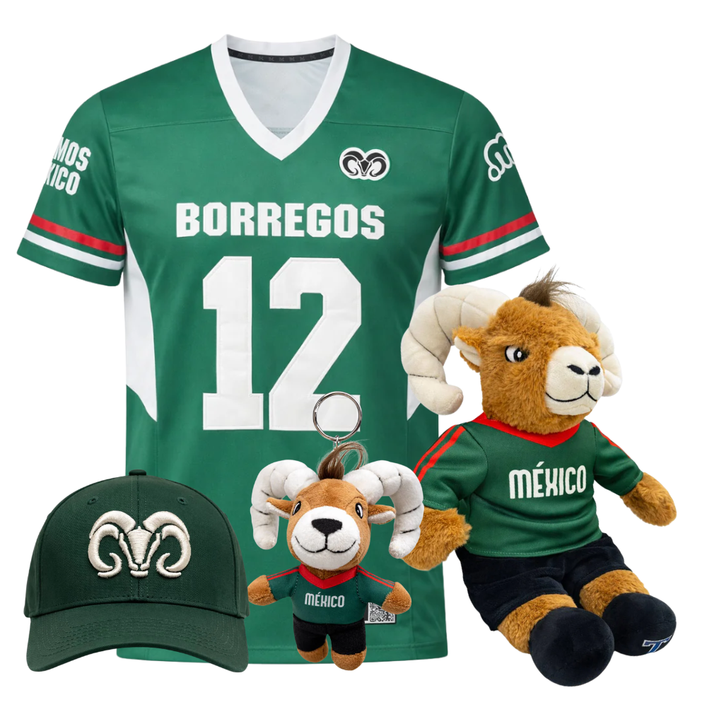 (PREVENTA) Kit True Fan Jersey Borregos Verde + Teus México + Teus Mini Llavero México + Gorra Borregos Verde