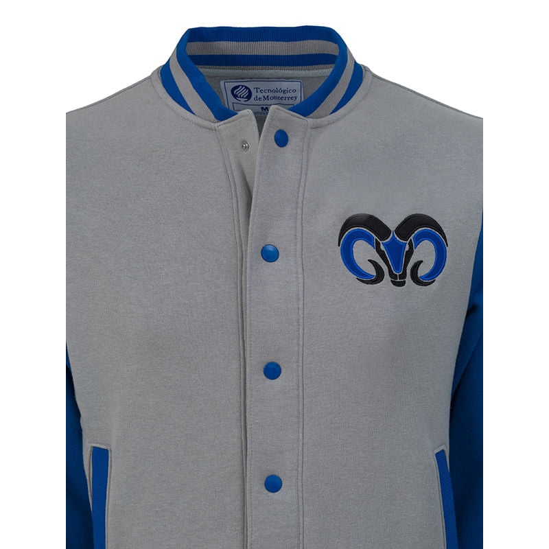 Chamarra Universitaria BORREGOS Azul con Gris, Unisex