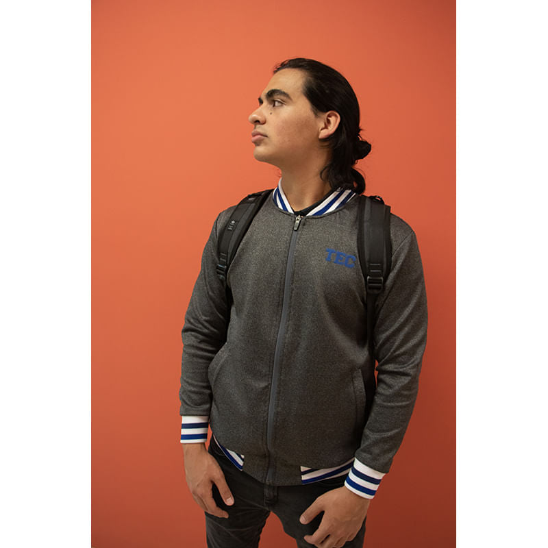 Chamarra Bomber TEC con Zipper Gris Oxford, CM