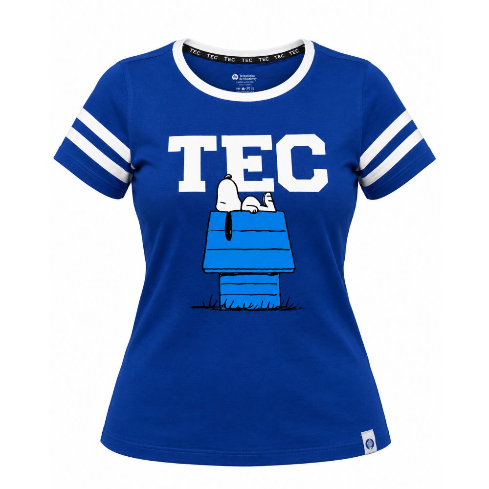 Playera Casual Snoopy Peanuts Home TEC Azul, Mujer