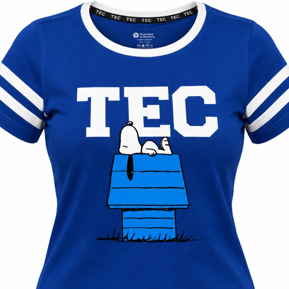 Playera Casual Snoopy Peanuts Home TEC Azul, Mujer