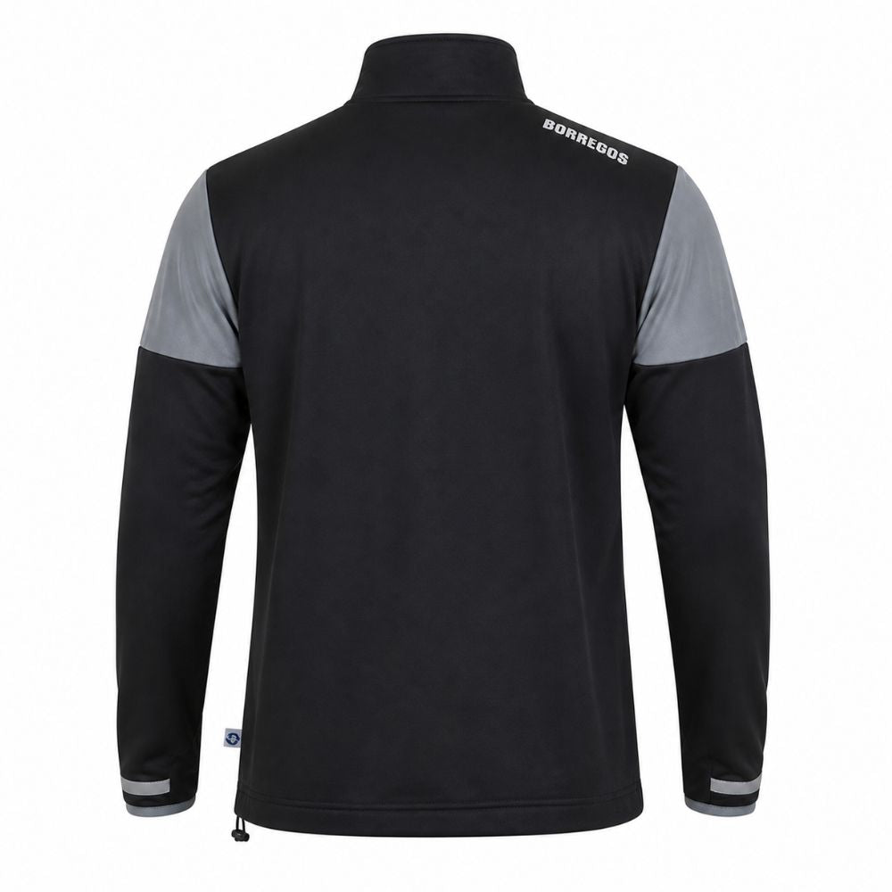 Sudadera Deportiva BORREGOS con Bolsillo y Medio Zipper Negro, Hombre
