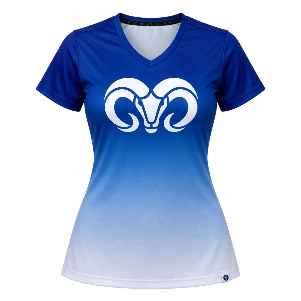 Playera Deportiva Degradada BORREGOS Azul/Blanco, Mujer