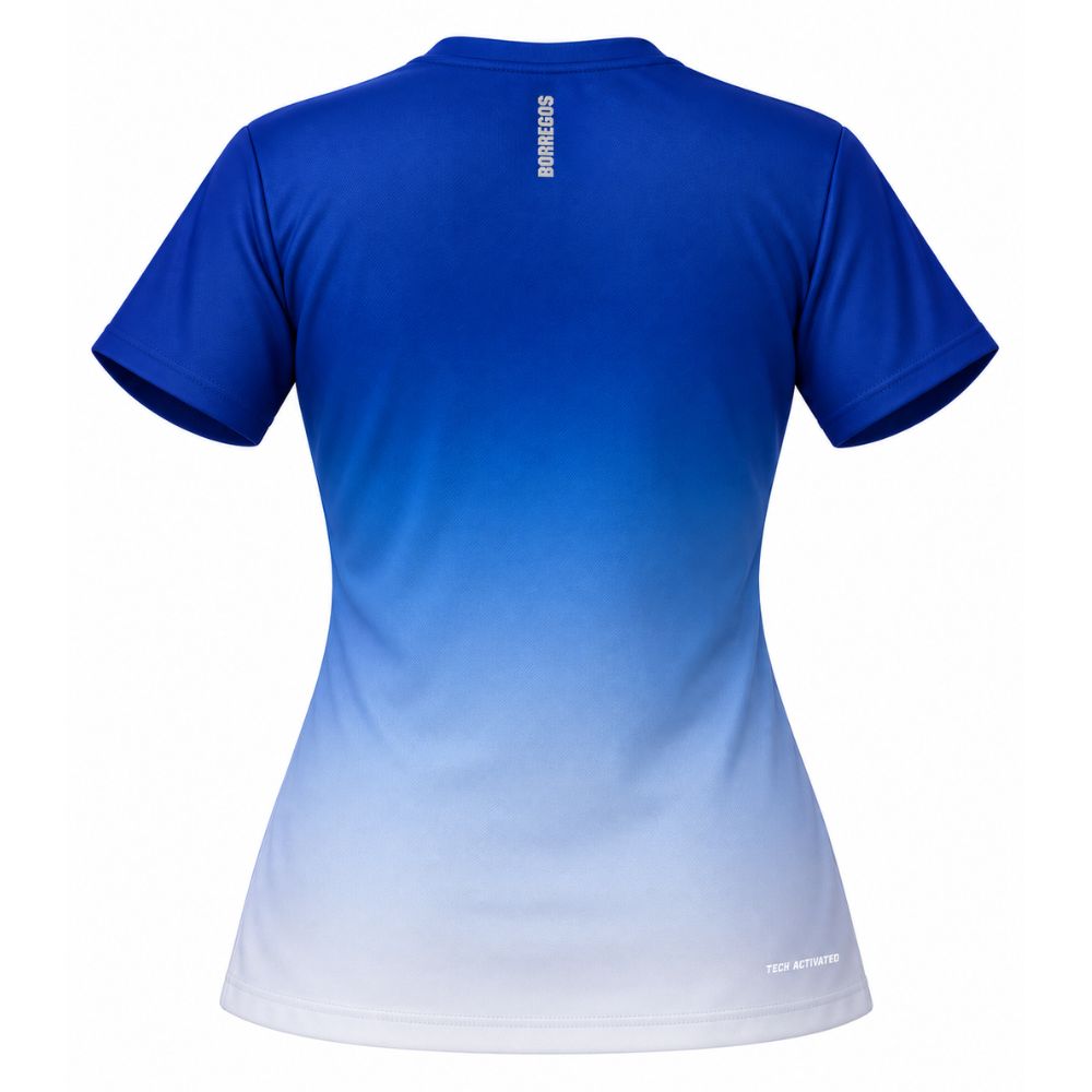 Playera Deportiva Degradada BORREGOS Azul/Blanco, Mujer