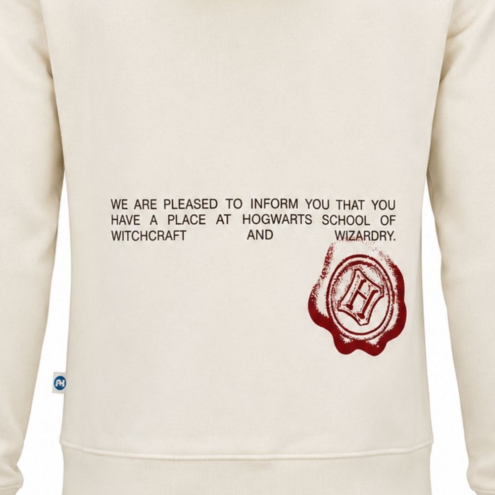 Sudadera Harry Potter Hogwarts Carta TEC Hueso, Unisex
