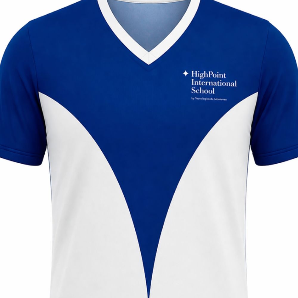 Playera Deportiva Uniforme HPIS azul c/blanco