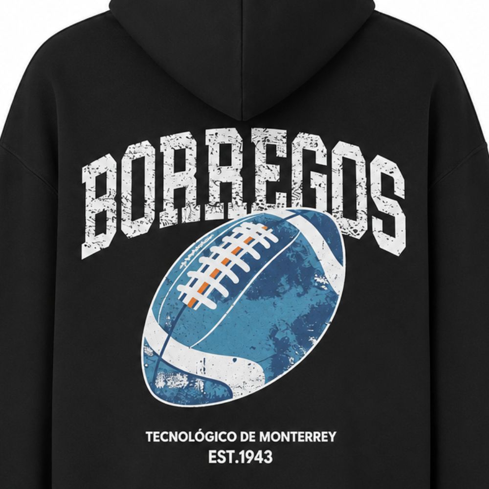 Sudadera Oversize BORREGOS Football Negro, Unisex