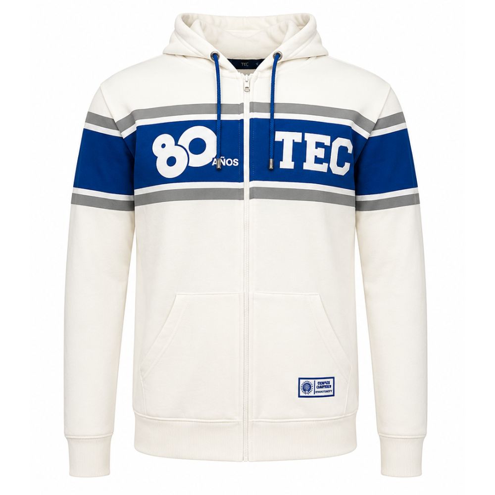Sudadera Tec 80 Aniversario con Zipper Hueso, Unisex