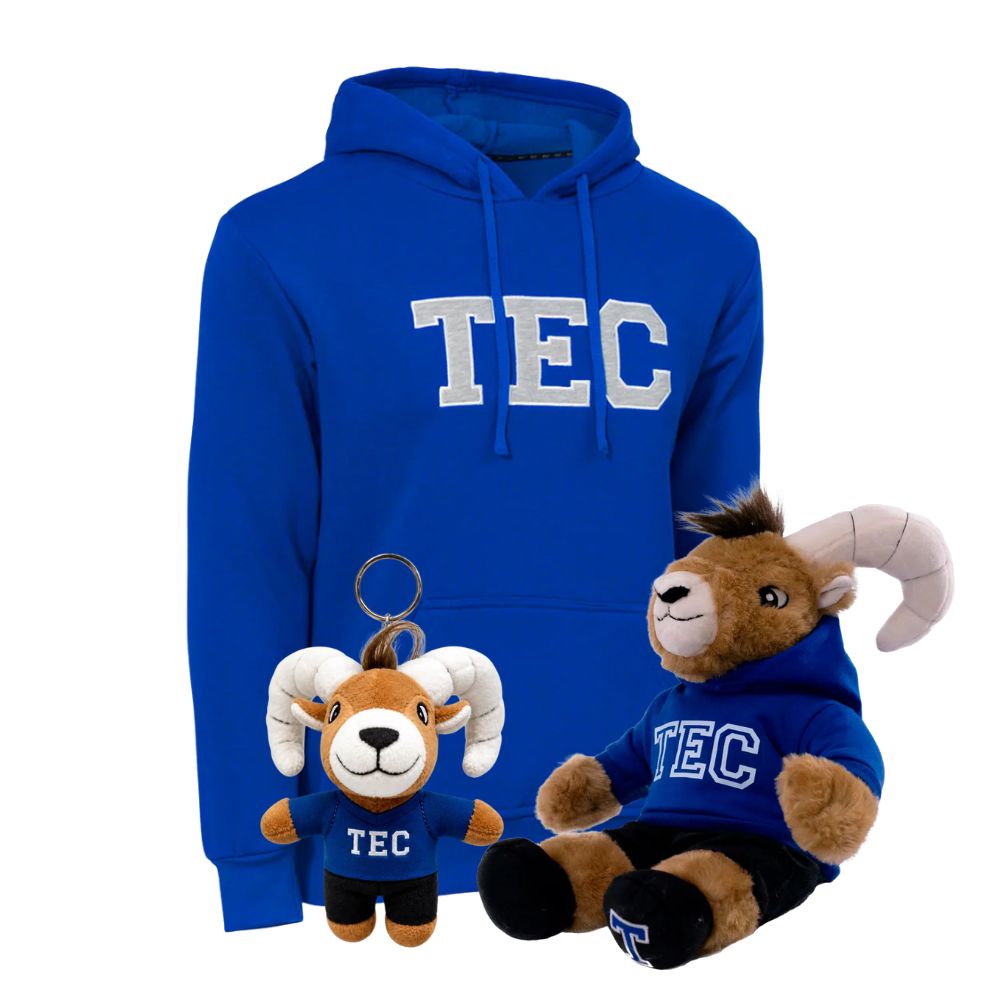 Kit Ready For TEC Sudadera Essential TEC Azul + Teus Hoodie + Teus Mini Llavero