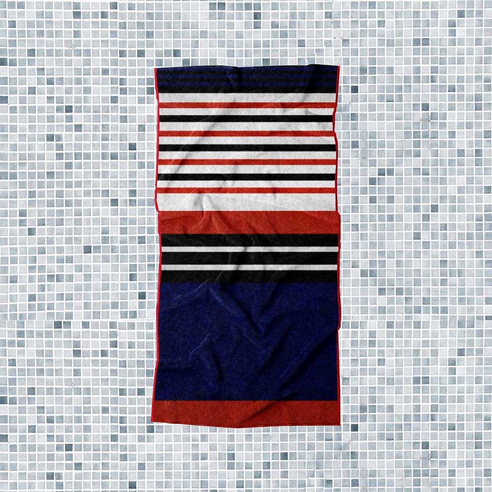 Toalla Grande Premium Para Baño Rayado Azul Marino 75 x 147 cm