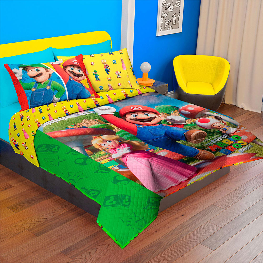 Edrecolcha Matrimonial 1.90 x 2.25 mts. Mario Bros