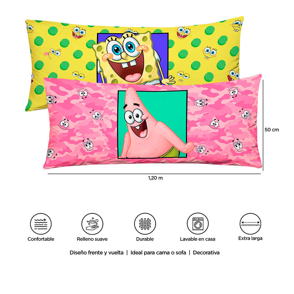Almohada Súper jumbo 1.20 x .50 mts Bob Esponja