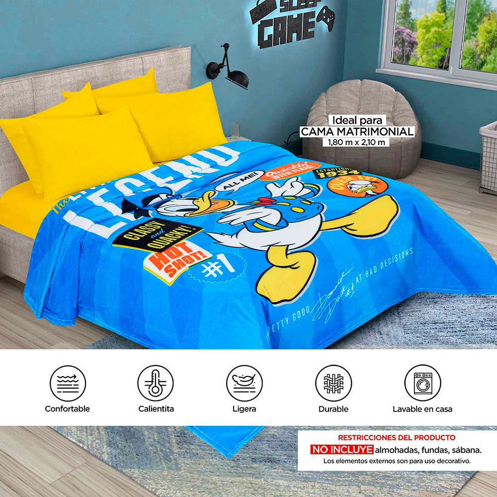 Cobertor Serenity Donald Duck Matrimonial 1.80 x 2.10 mts.