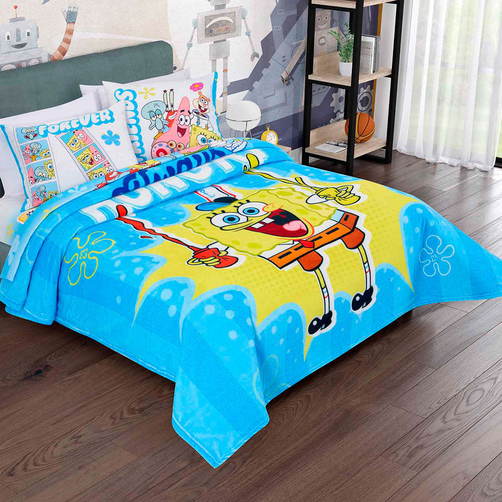 Cobertor Serenity Bob Esponja Matrimonial 1.80 x 2.10 mts.