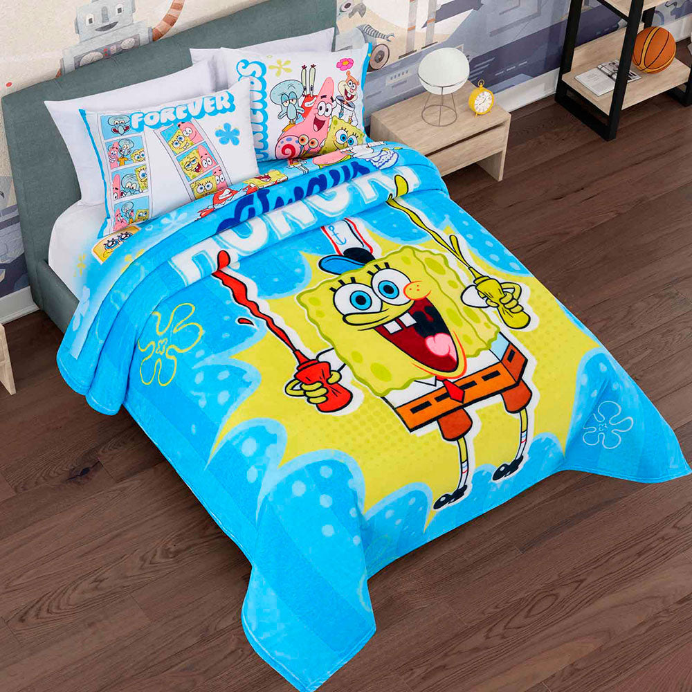 Cobertor Serenity Bob Esponja Matrimonial 1.80 x 2.10 mts.