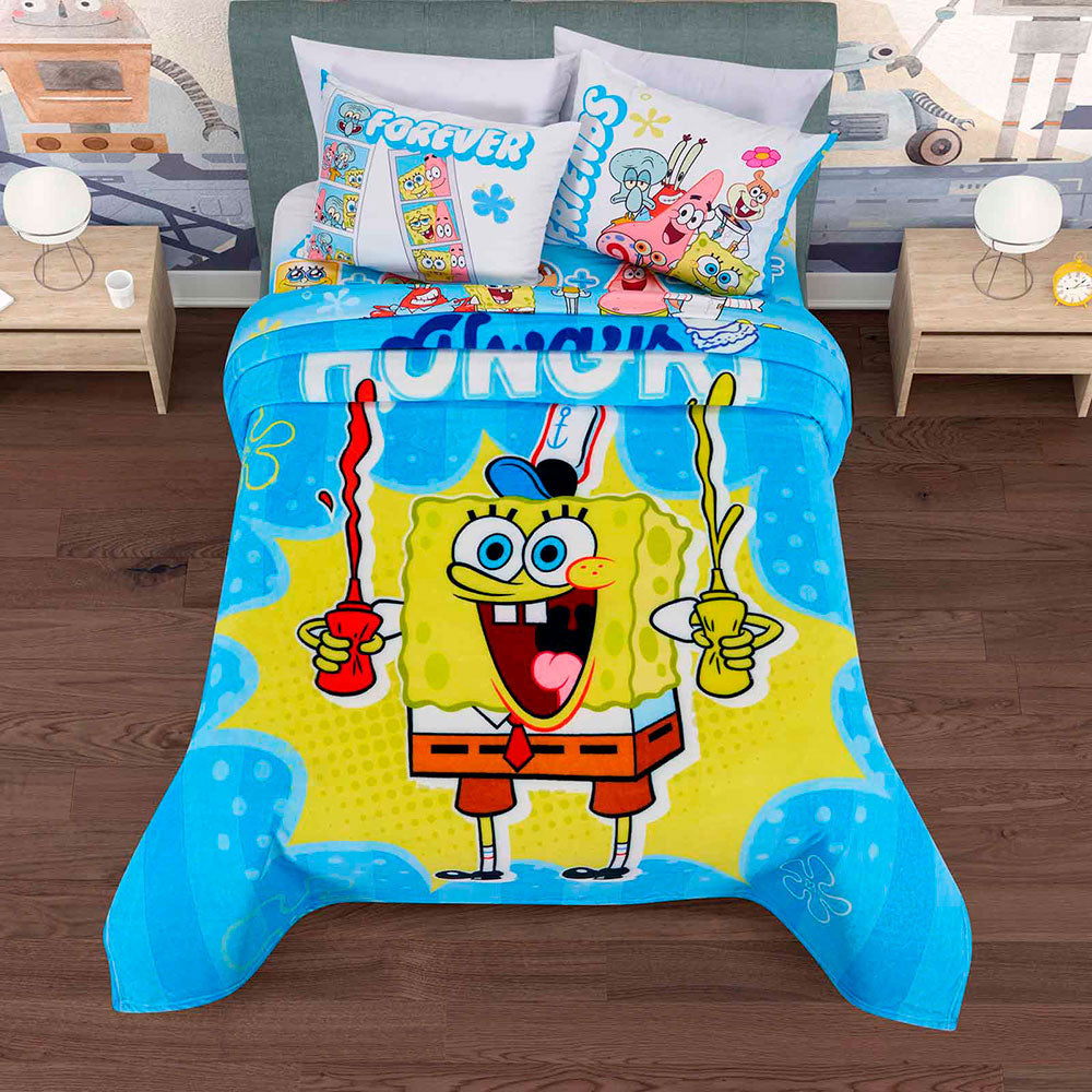 Cobertor Serenity Bob Esponja Matrimonial 1.80 x 2.10 mts.