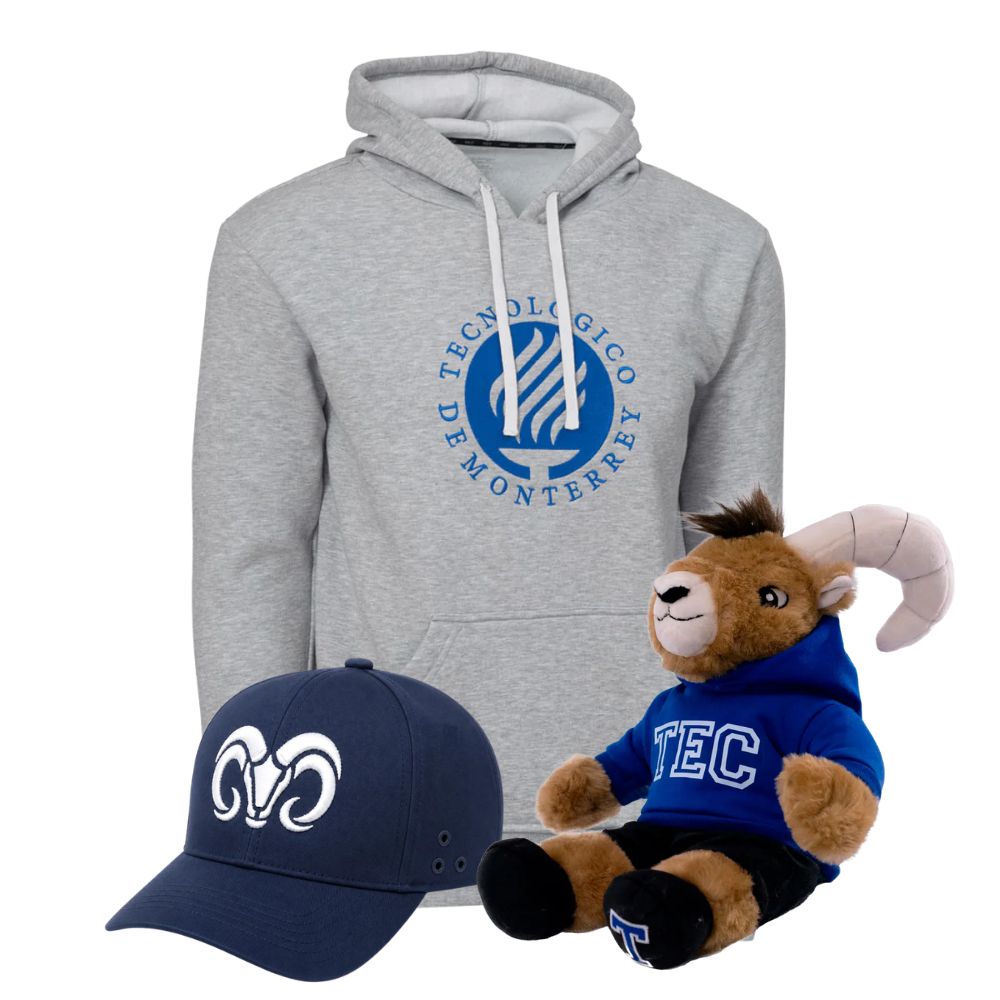 Kit Ready For TEC Sudadera Essential ANTORCHA gris + Teus Hoodie + Gorra Borregos