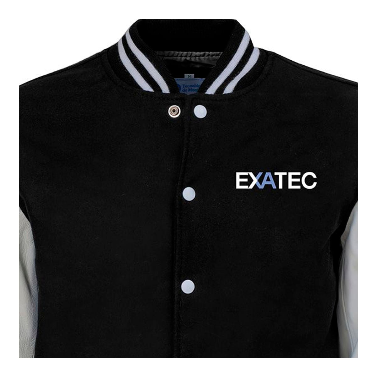 Chamarra Universitaria EXATEC Premium Negra con Blanco, Unisex