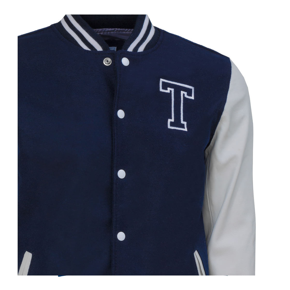 Chamarra Universitaria TEC Premium Azul con Blanco, Unisex
