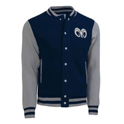 Chamarra Universitaria Peanuts Snoopy BTS25 BORREGOS Azul con Gris, Unisex