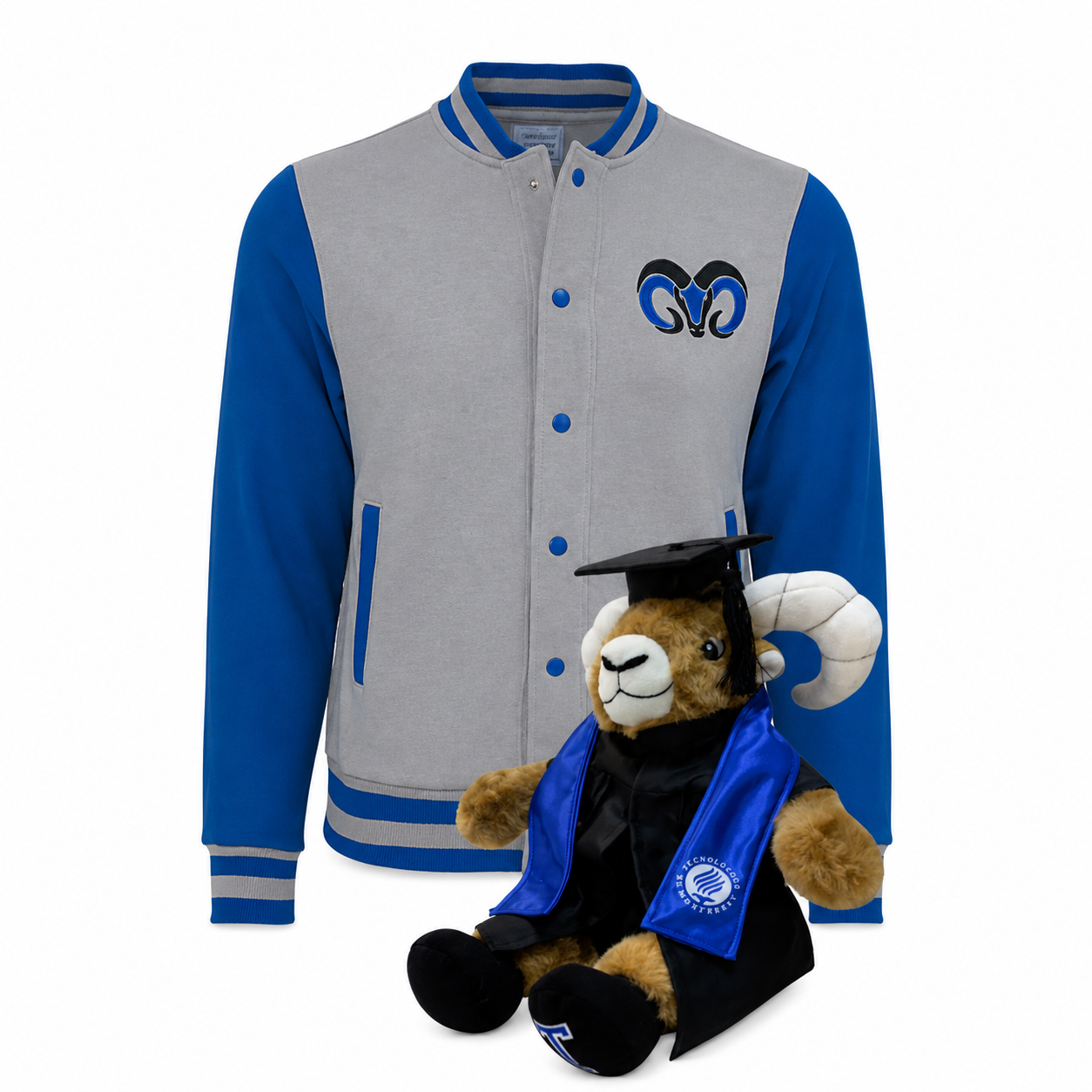 Kit Teus Profesional + Chamarra Universitaria Borregos Azul con Gris