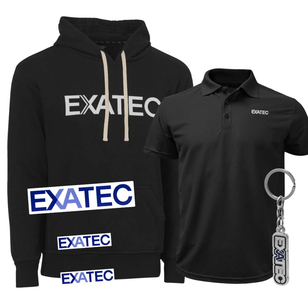 Kit Regreso a Casa EXATEC Sudadera Essential + Playera Polo + Llavero + Stickers