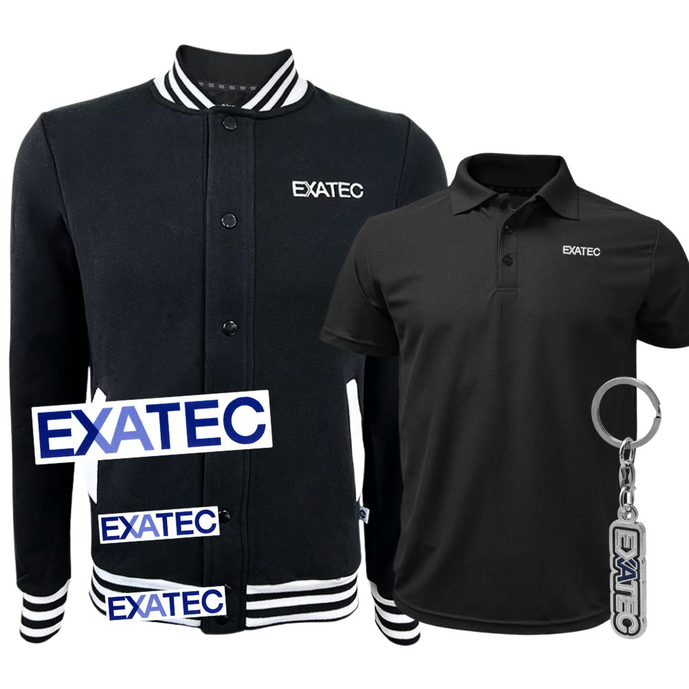 Kit Regreso a Casa EXATEC Chamarra Universitaria + Playera Polo + Llavero + Stickers