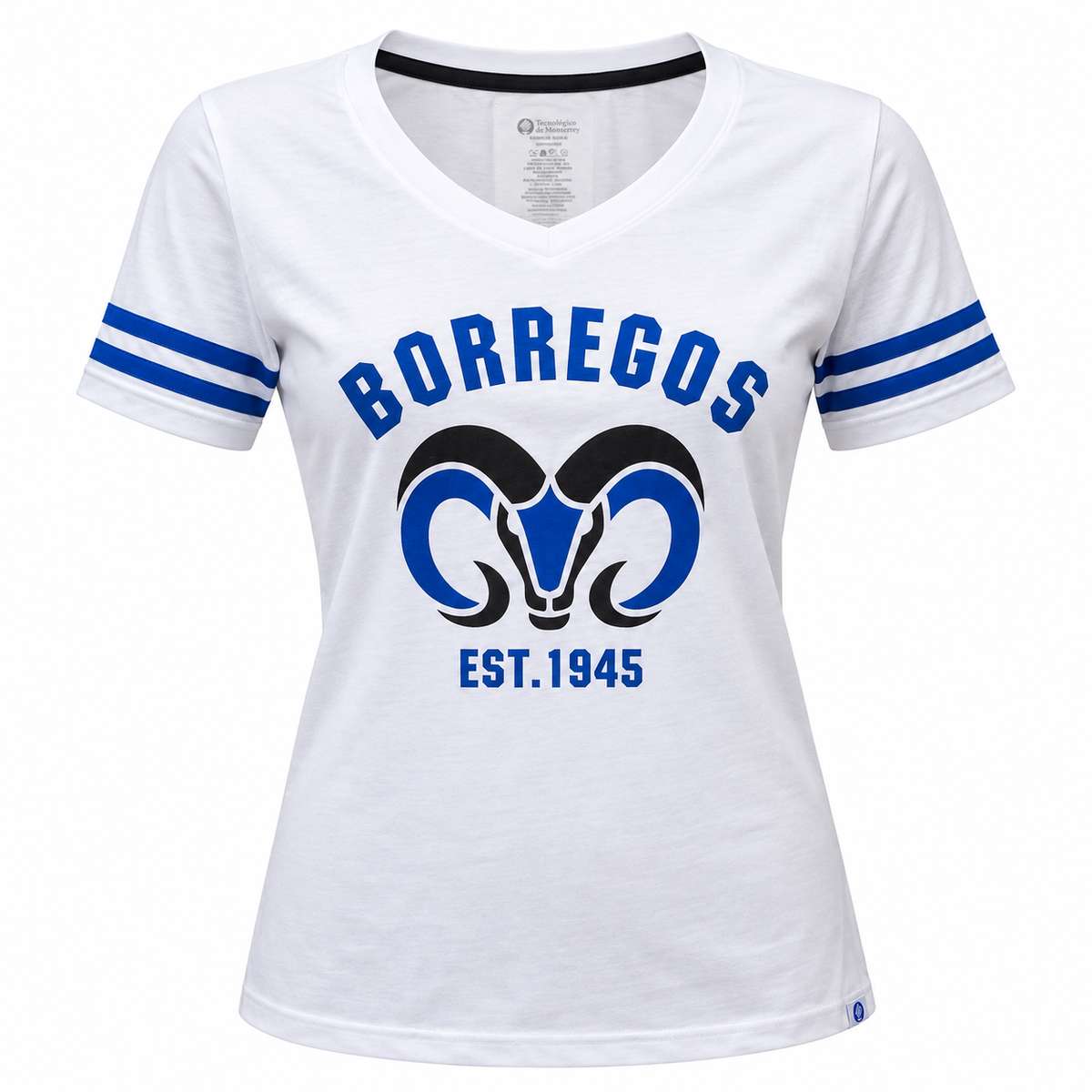 Playera Casual Borregos Doble Línea Blanco, Mujer