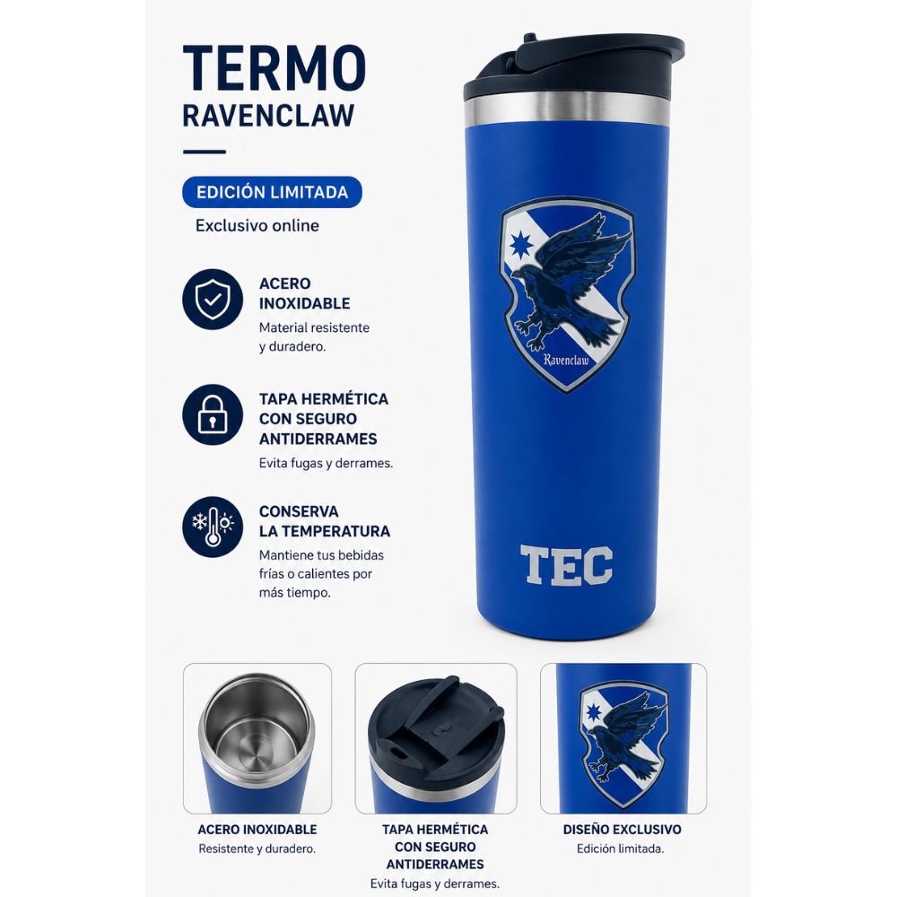 Termo Metálico Harry Potter Ravenclaw TEC, Azul