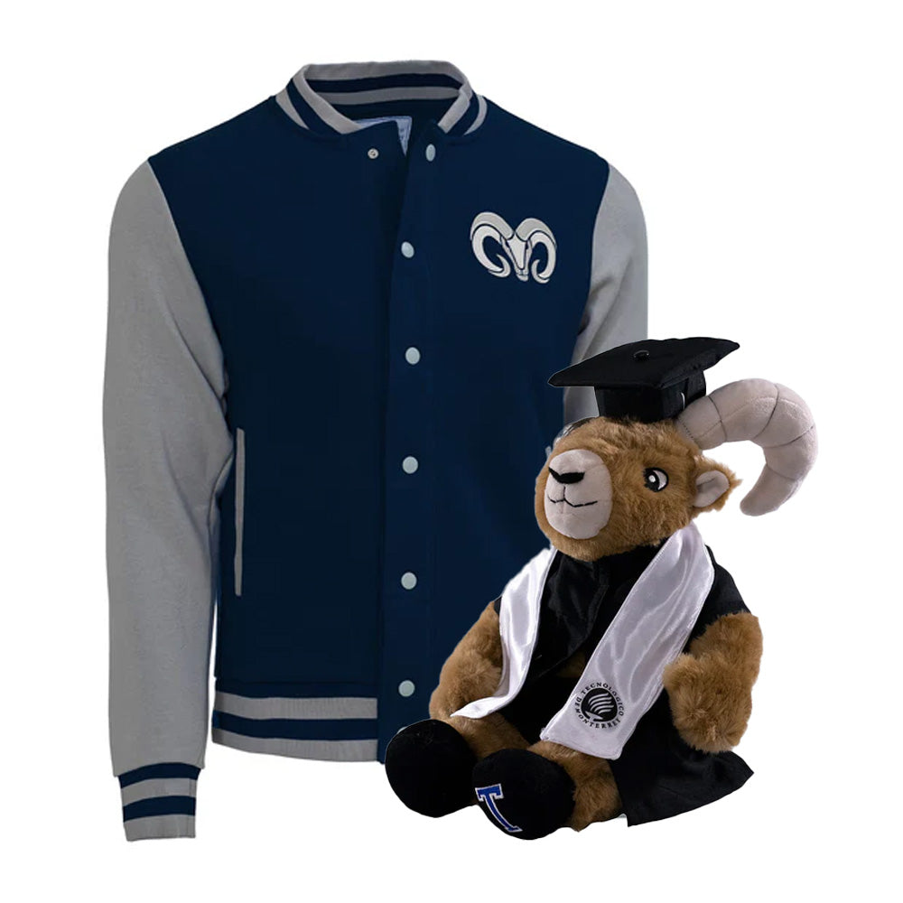 Kit Teus Prepa + Chamarra Universitaria Borregos Azul Marino