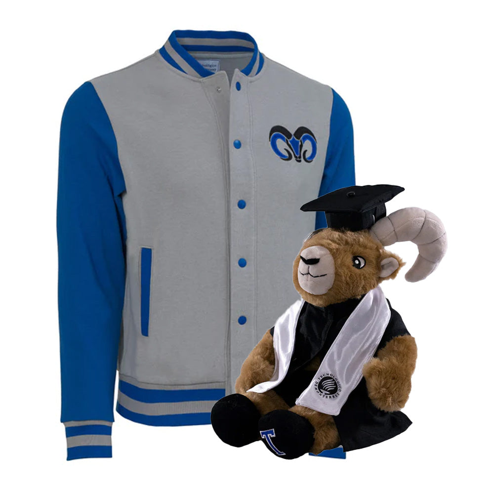 Kit Teus Prepa + Chamarra Universitaria Borregos Azul con Gris