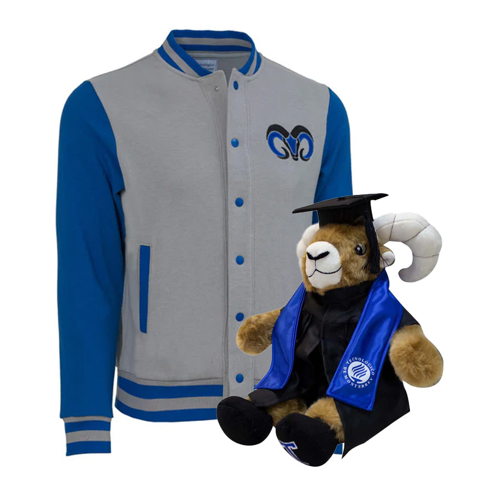 Kit Teus Profesional + Chamarra Universitaria Borregos Azul con Gris