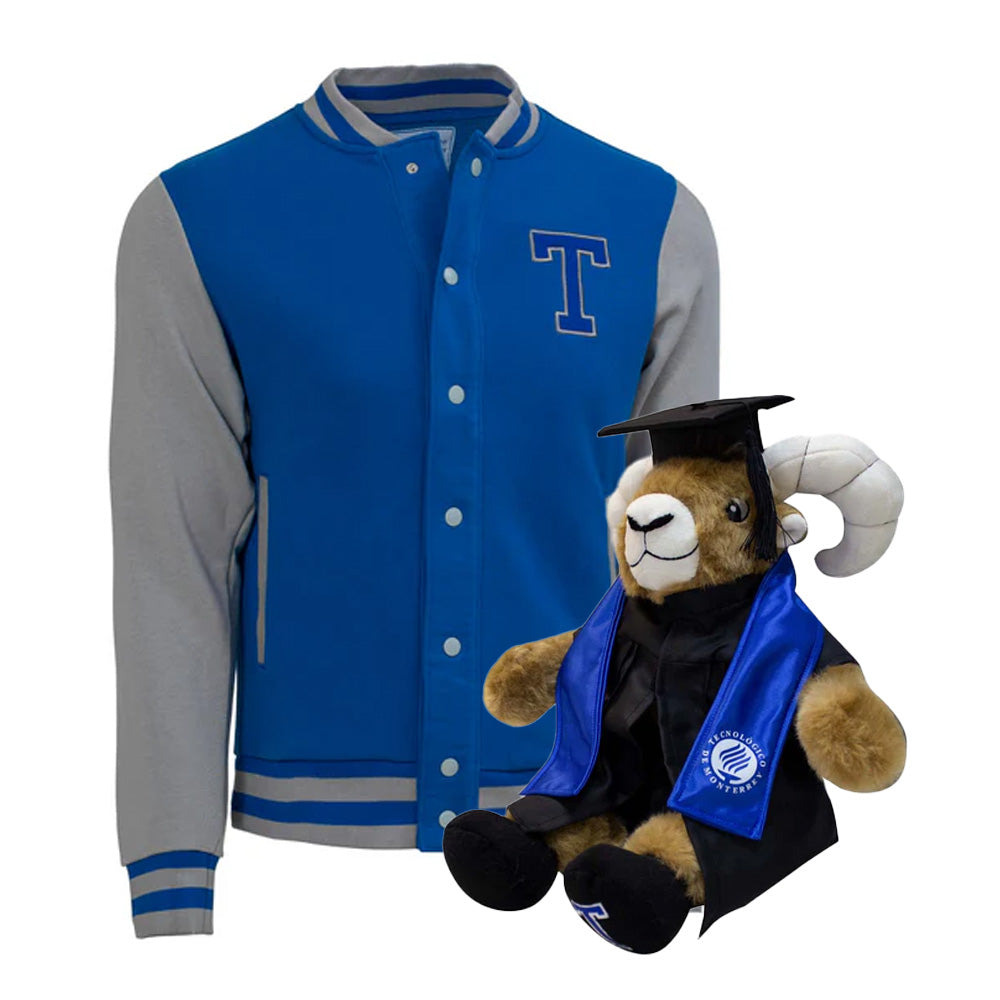 Kit Teus Profesional + Chamarra Universitaria TEC Azul con Gris