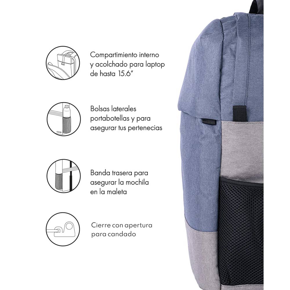 Backpack tech ston laptop 15.6" BORREGOS azul