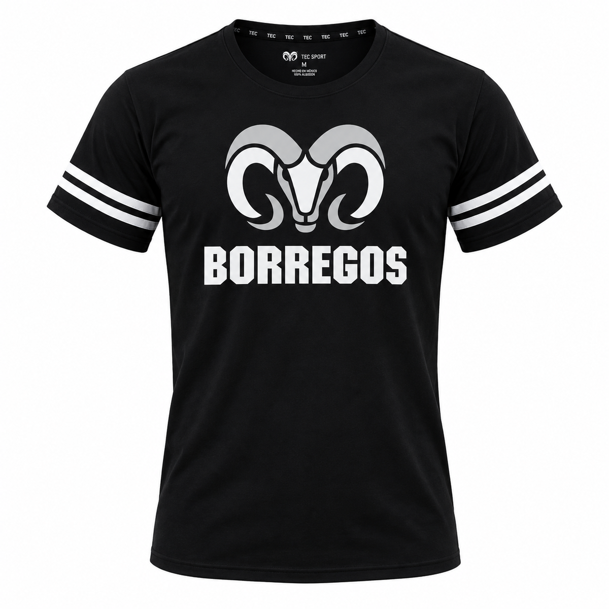 Playera Deportiva Doble Linea BORREGOS Negro, Mujer