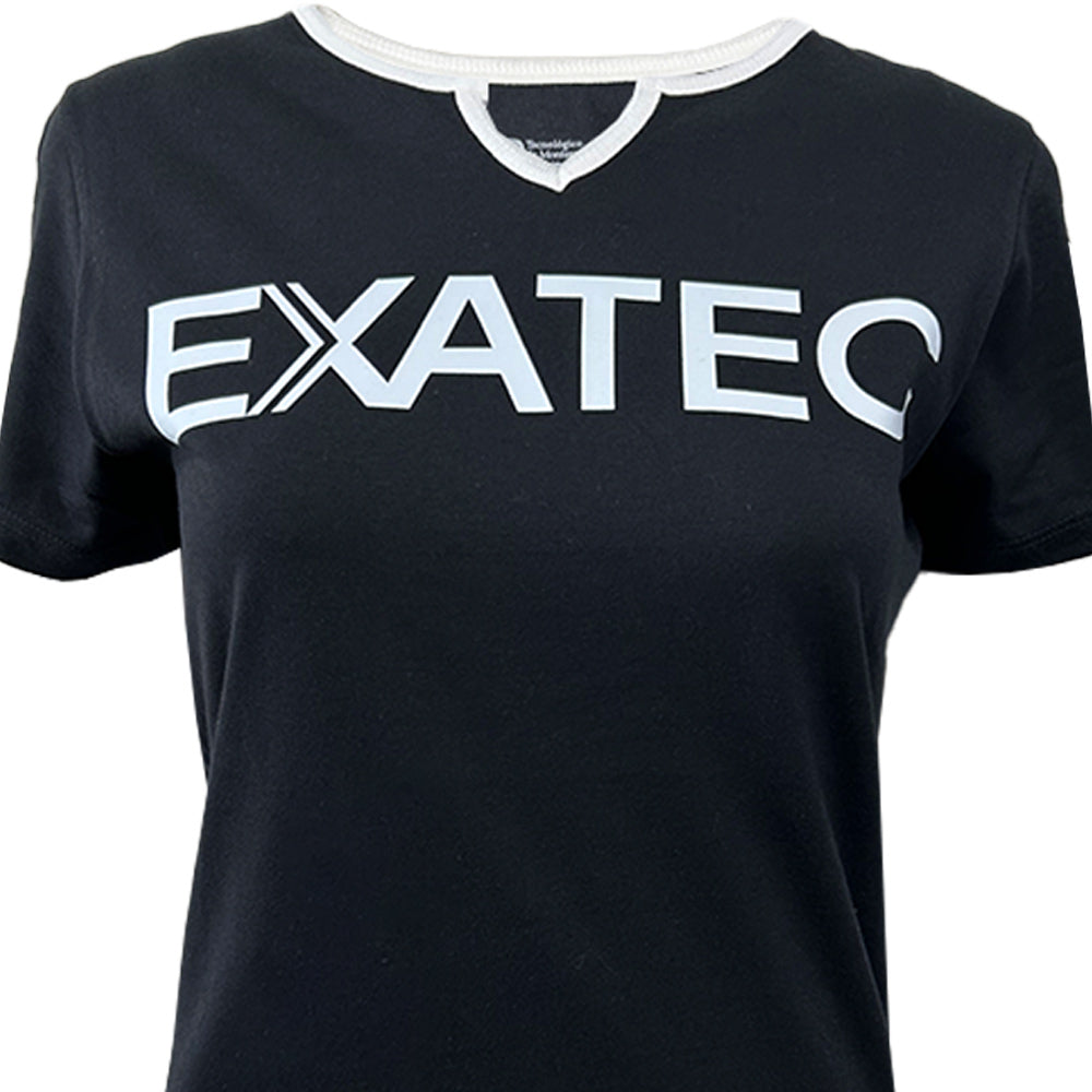 Playera Casual EXATEC Cuello Blanco Negro, Dama